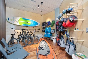 Fully Stocked Gear Room With Kayaks, Bikes and More